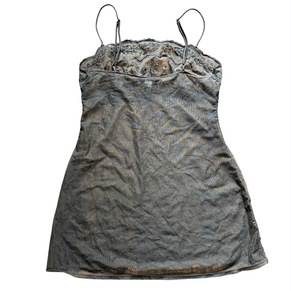 Victoria’s Secret Black Sheer Embroidered Babydoll Slip Lingerie Medium Y2K - Picture 2 of 6